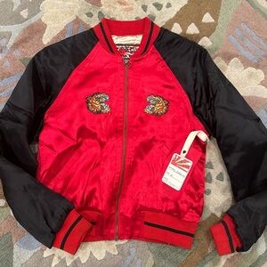 Tokyo Denim Bank Y2K 2000s Vintage Varsity Bomber Jacket Sz M Tigers